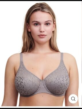 Chantelle Lace Full-Coverage Bra in Light Gray